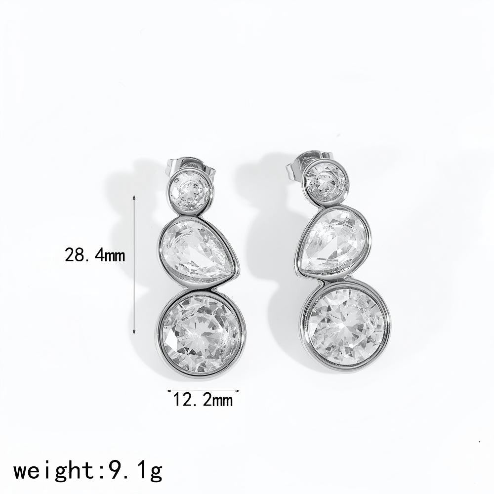 Three tear drop earring stud stack