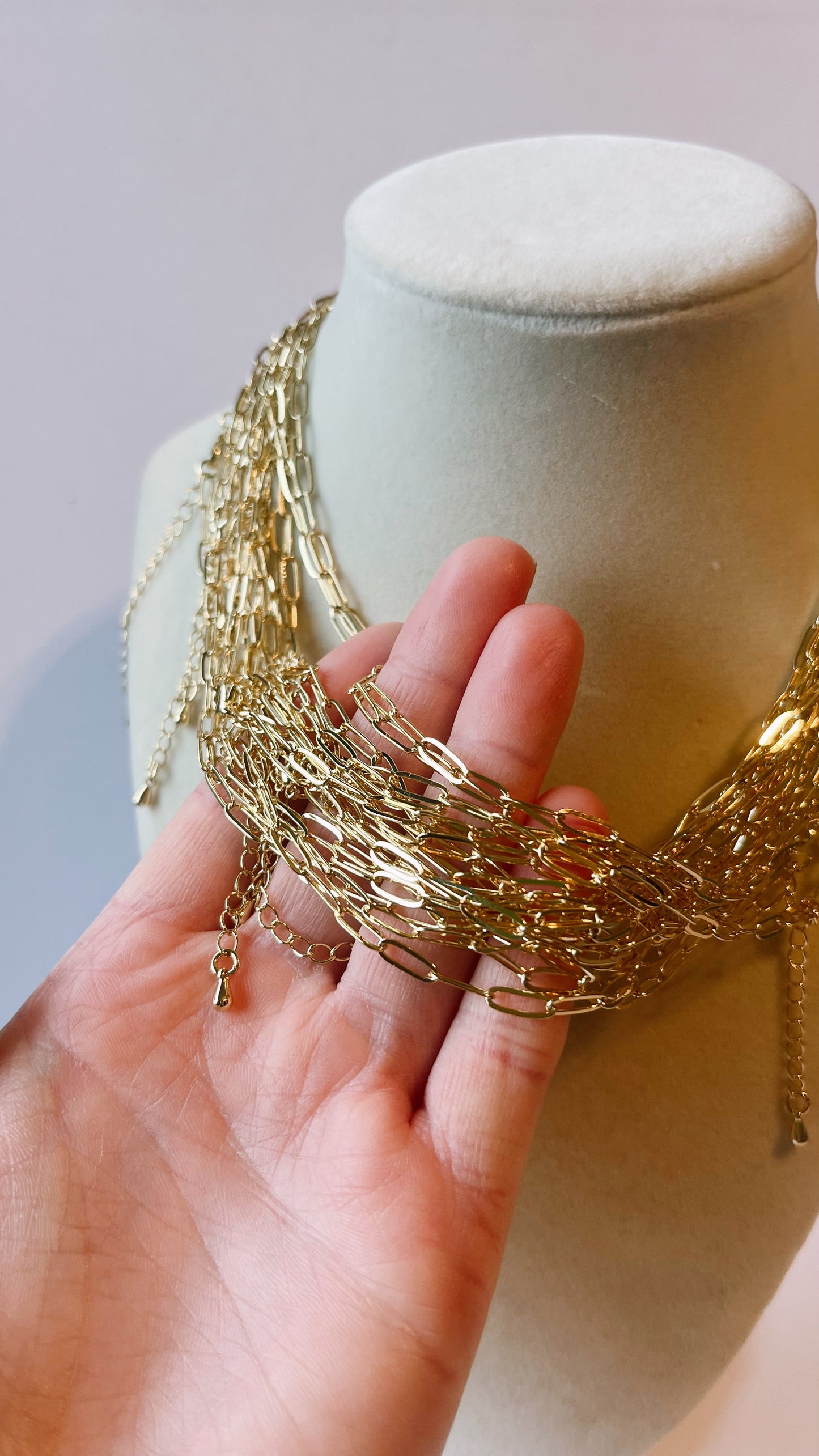 Gold filled paperclip necklace