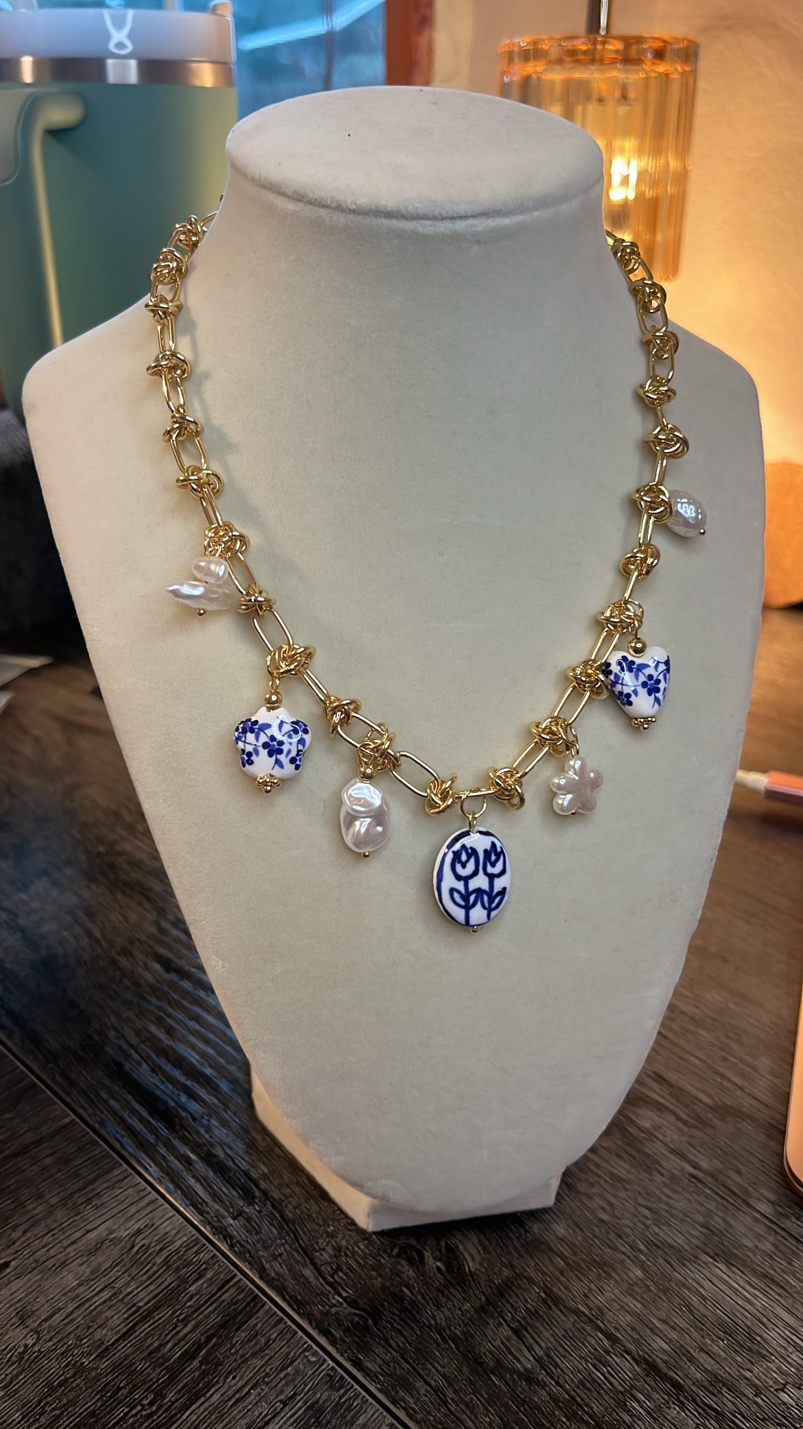 Chunky grecian charm necklace