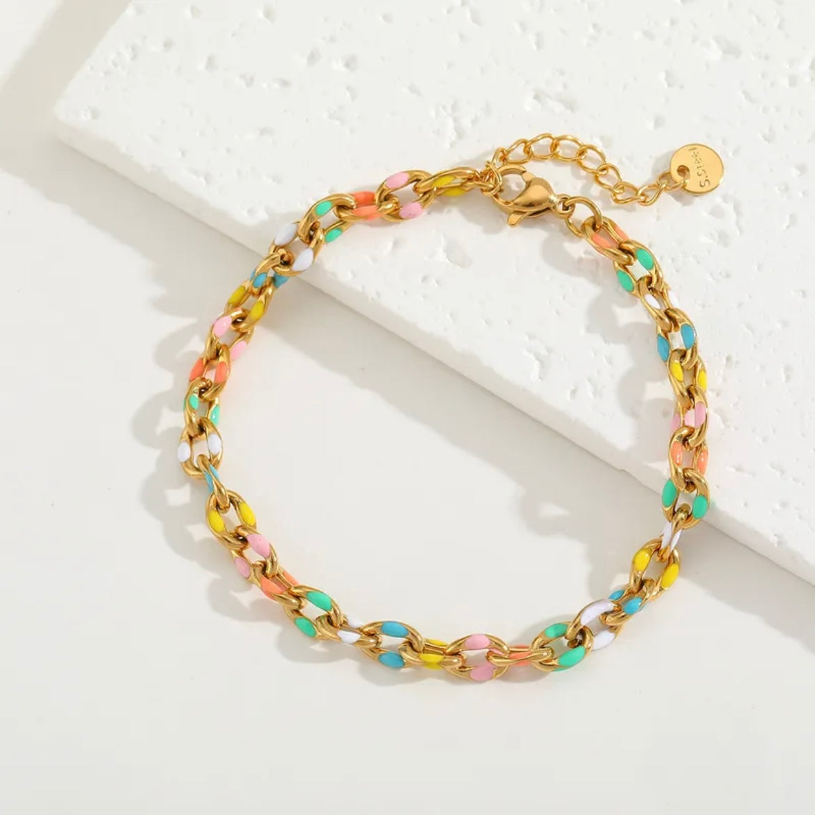 Pastel colorful gold plated bracelet