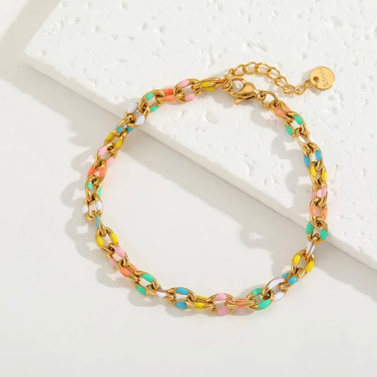 Pastel colorful gold plated bracelet