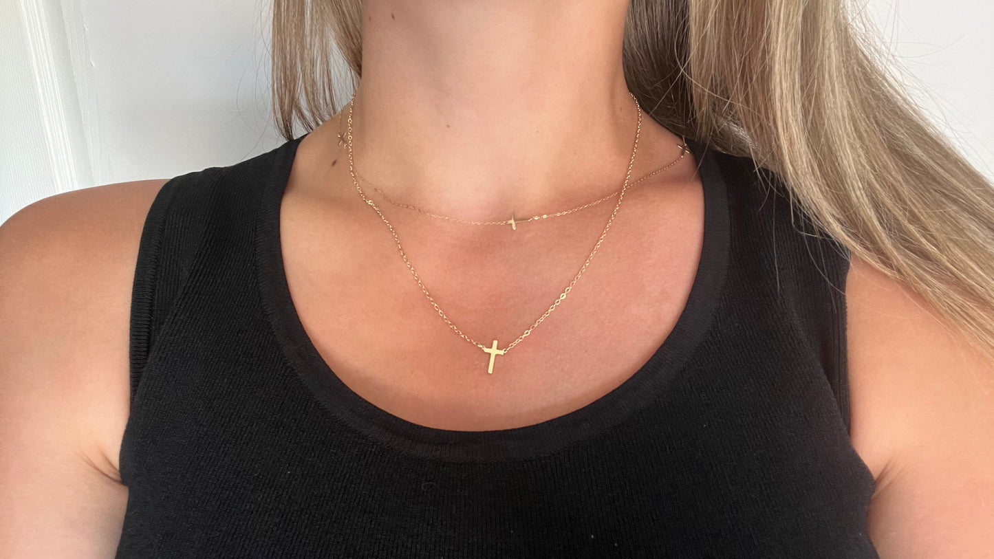 14k gold plated cross necklace