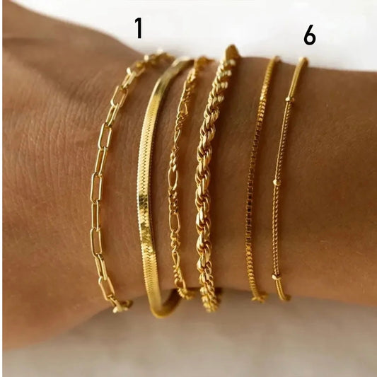 Layering stainless steel gold plated bracelets