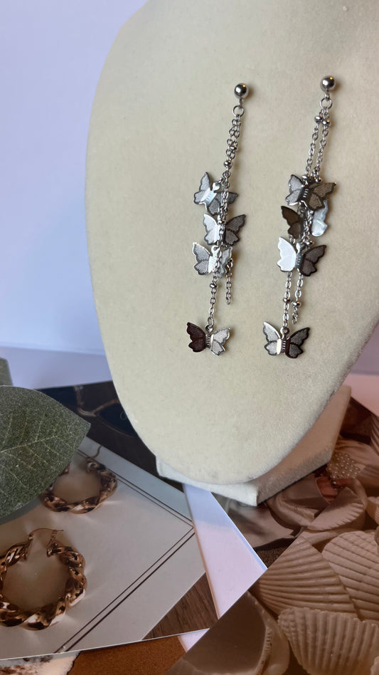 Silver butterfly dangles