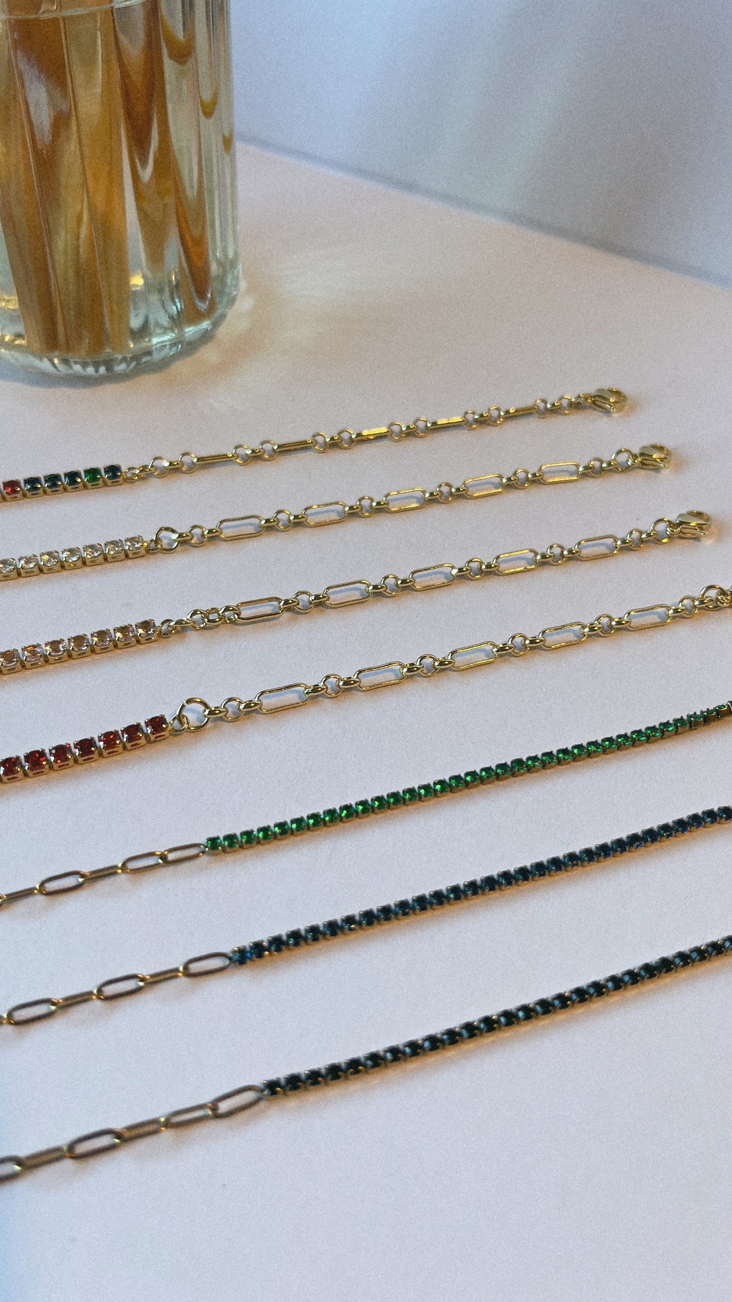 CZ Colorful gold chain bracelets