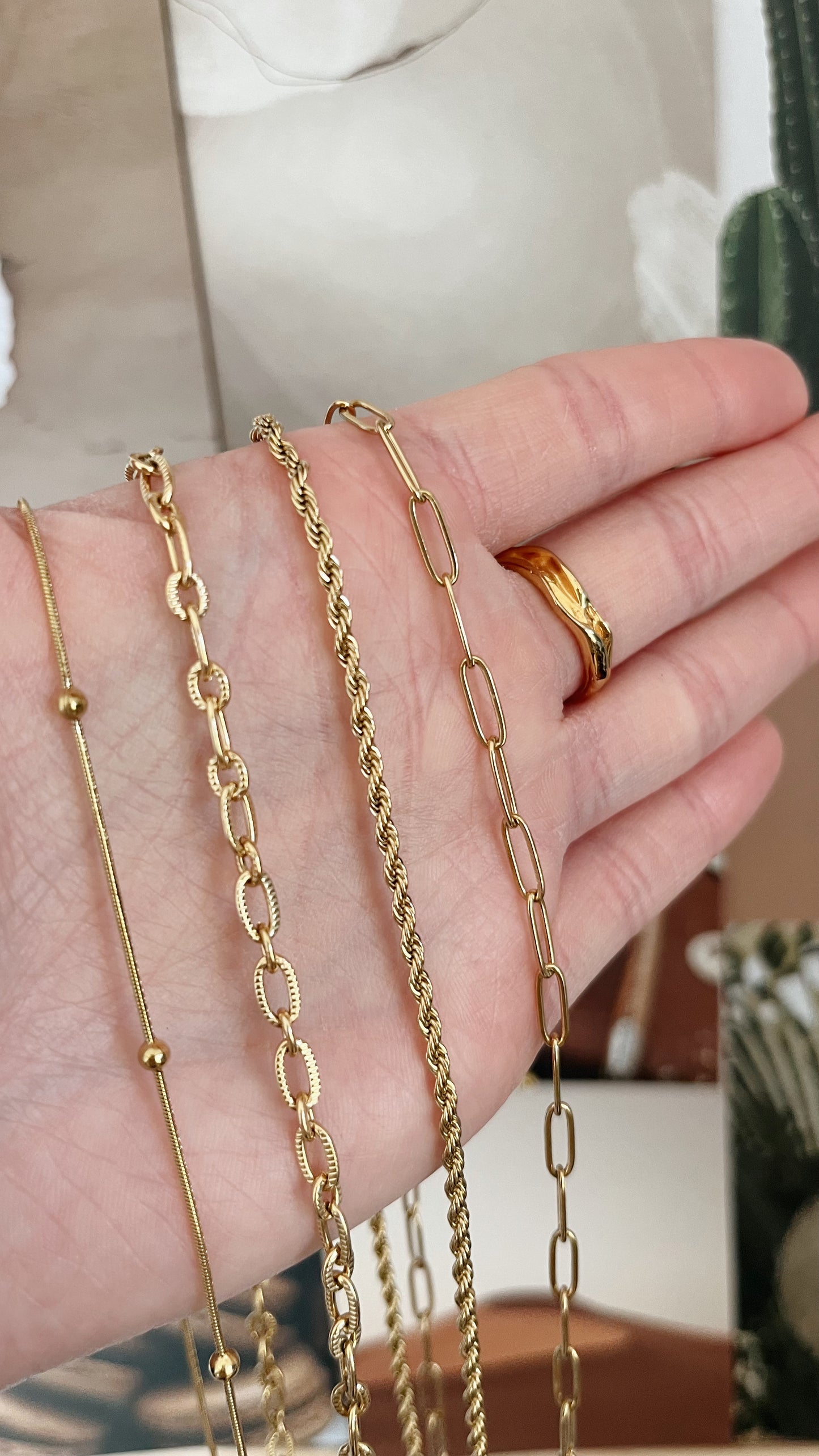 Layering gold plated necklaces