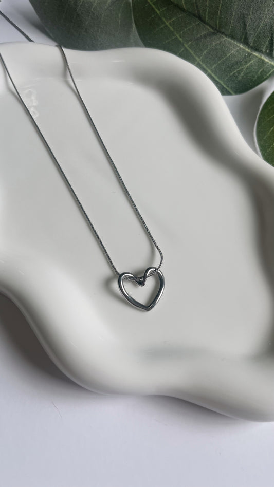 Silver and gold heart necklace