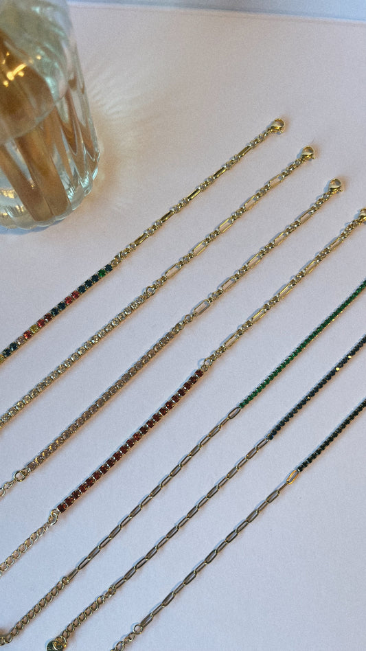 CZ Colorful gold chain bracelets