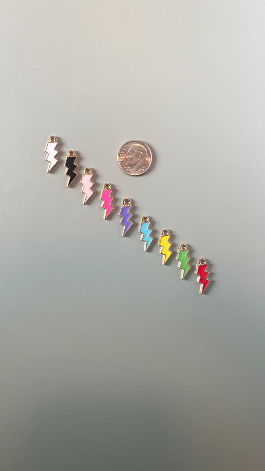 Colored lightning bolt charms