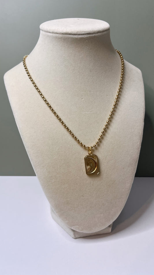 Gold Plated Dotted Charm Necklace